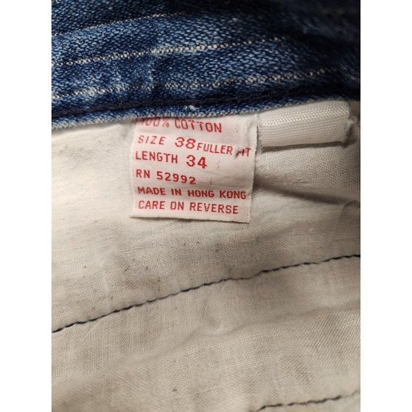 VTG 80s JORDACHE‎ FULLER FIT STRAIGHT LEG JEANS 38x34 Pin Striped Leather Horse - Picture 10 of 10
